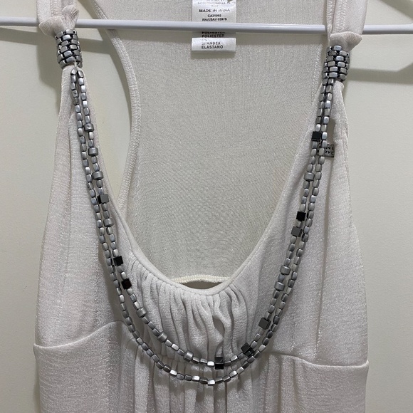 Miss Sixty Necklace Mini Tank Dress Pearl White XS - Picture 5 of 11